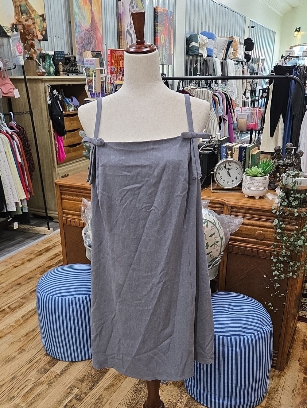 wild fable Grey Midi Sundress with Tie Straps